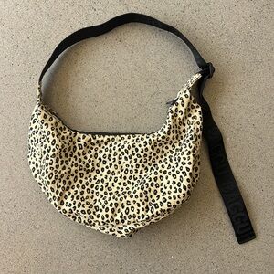 Baggu Rare Leopard Print Crossbody or Shoulder Crescent Bag